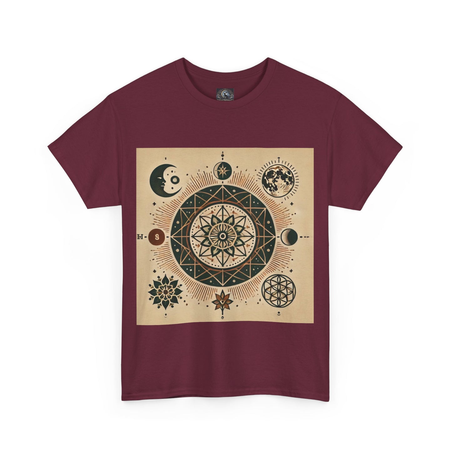 Cosmic Mandala Unisex Heavy Cotton Tee - Spiritual Design for Astrologers & Nature Lovers