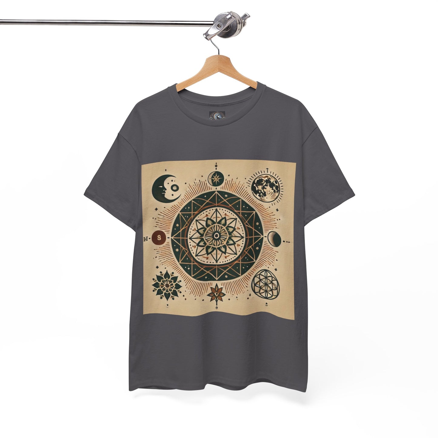 Cosmic Mandala Unisex Heavy Cotton Tee - Spiritual Design for Astrologers & Nature Lovers