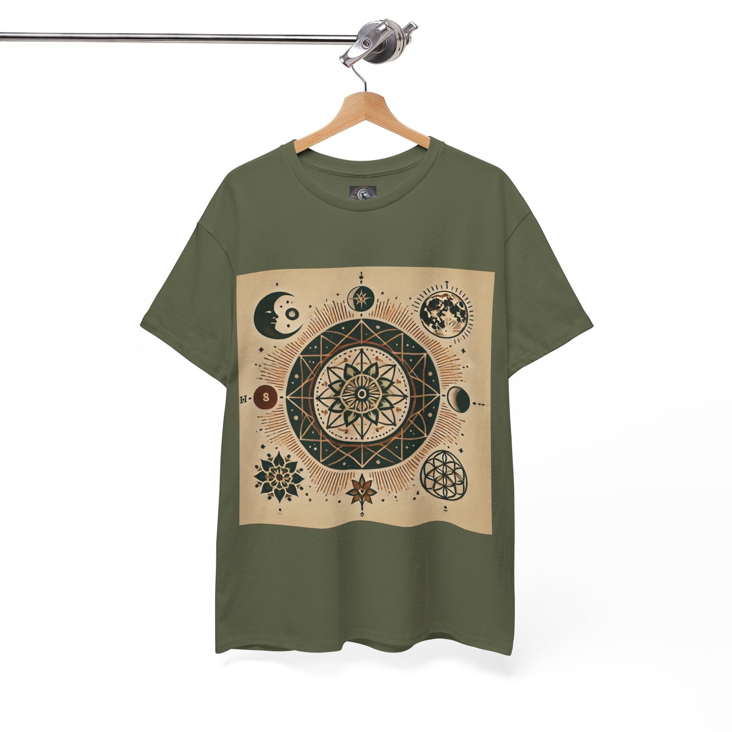 Cosmic Mandala Unisex Heavy Cotton Tee - Spiritual Design for Astrologers & Nature Lovers