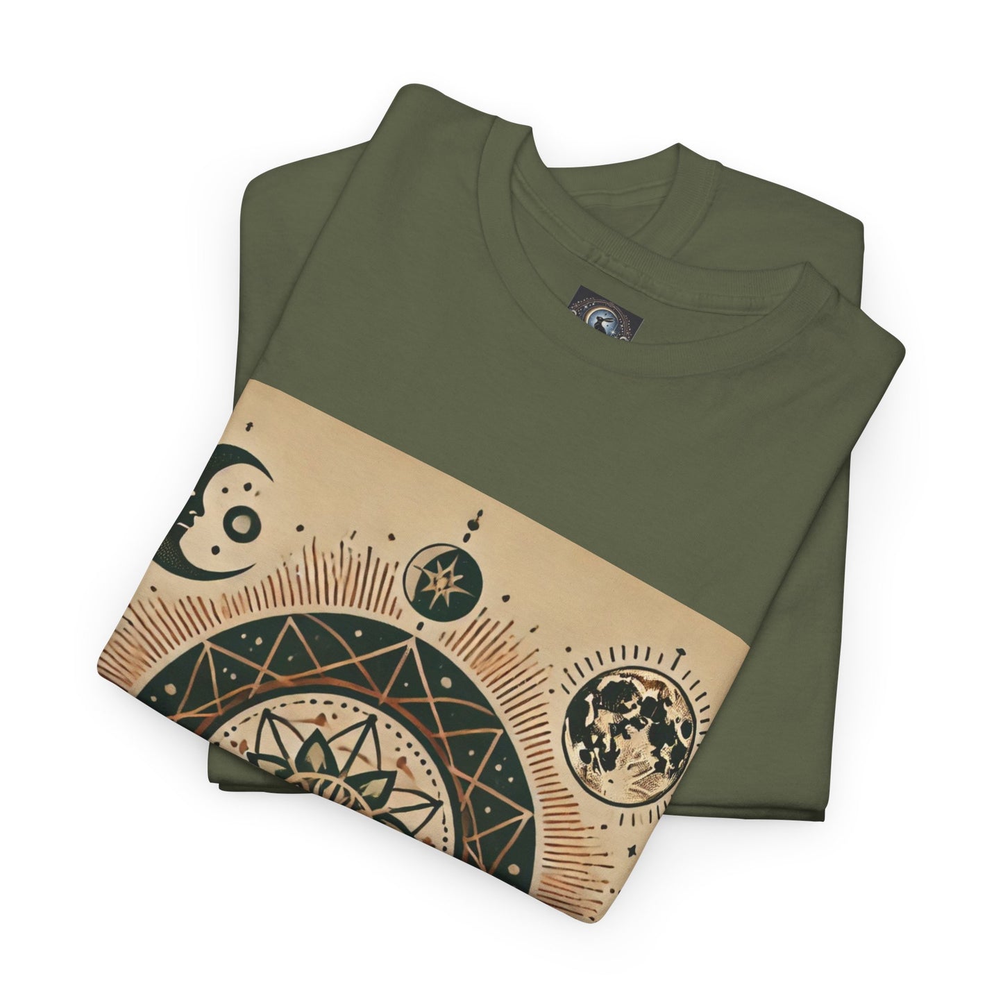 Cosmic Mandala Unisex Heavy Cotton Tee - Spiritual Design for Astrologers & Nature Lovers