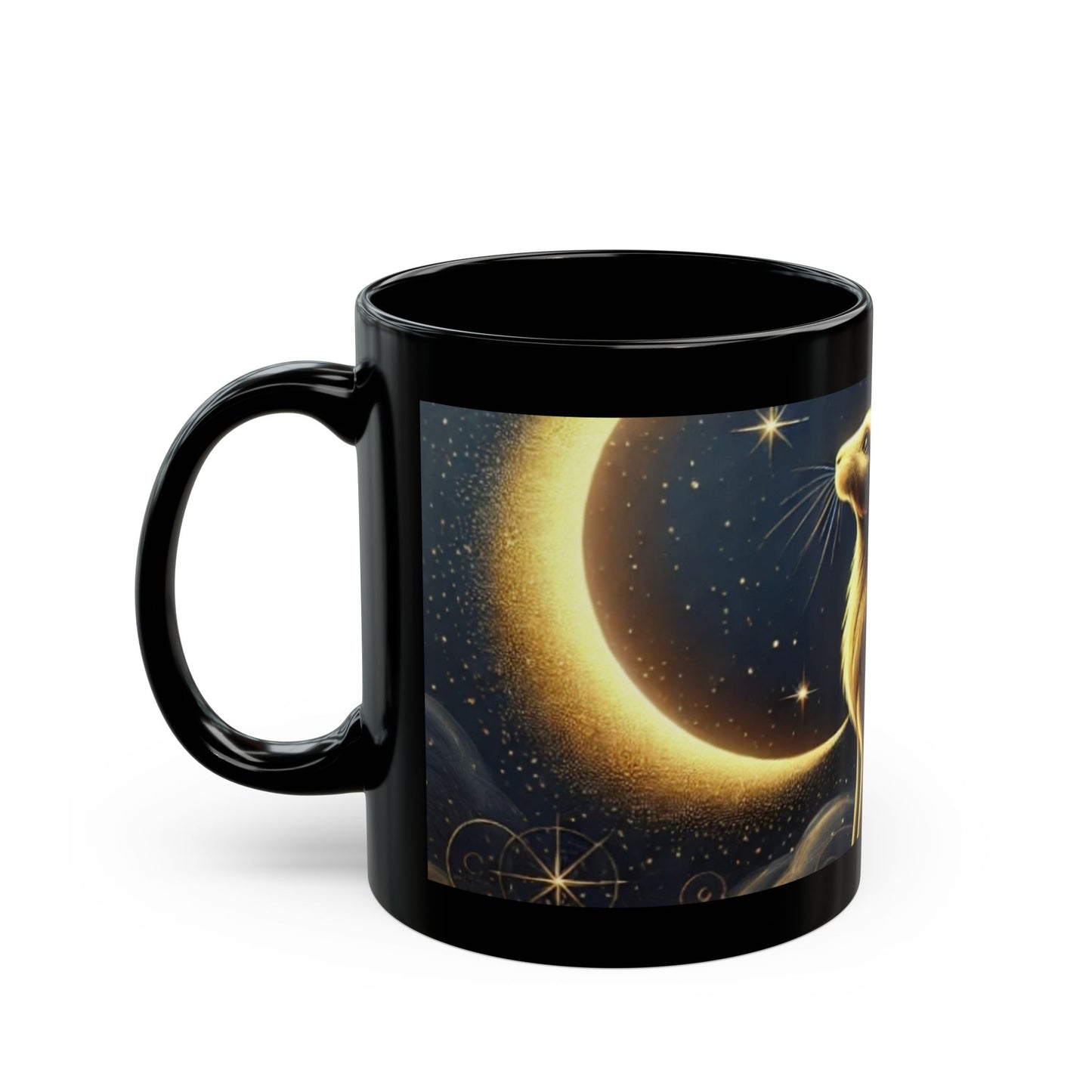 Celestial Bunny Black Coffee Mug - 11oz & 15oz - Perfect Gift for Animal Lovers & Nature Enthusiasts