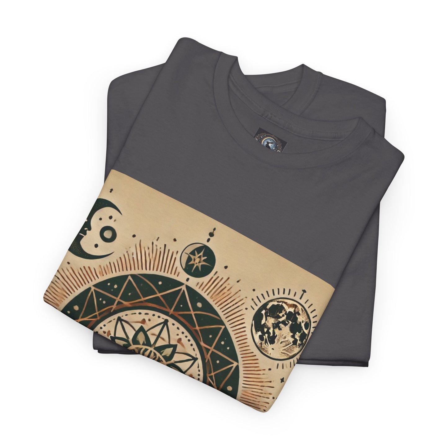 Cosmic Mandala Unisex Heavy Cotton Tee - Spiritual Design for Astrologers & Nature Lovers