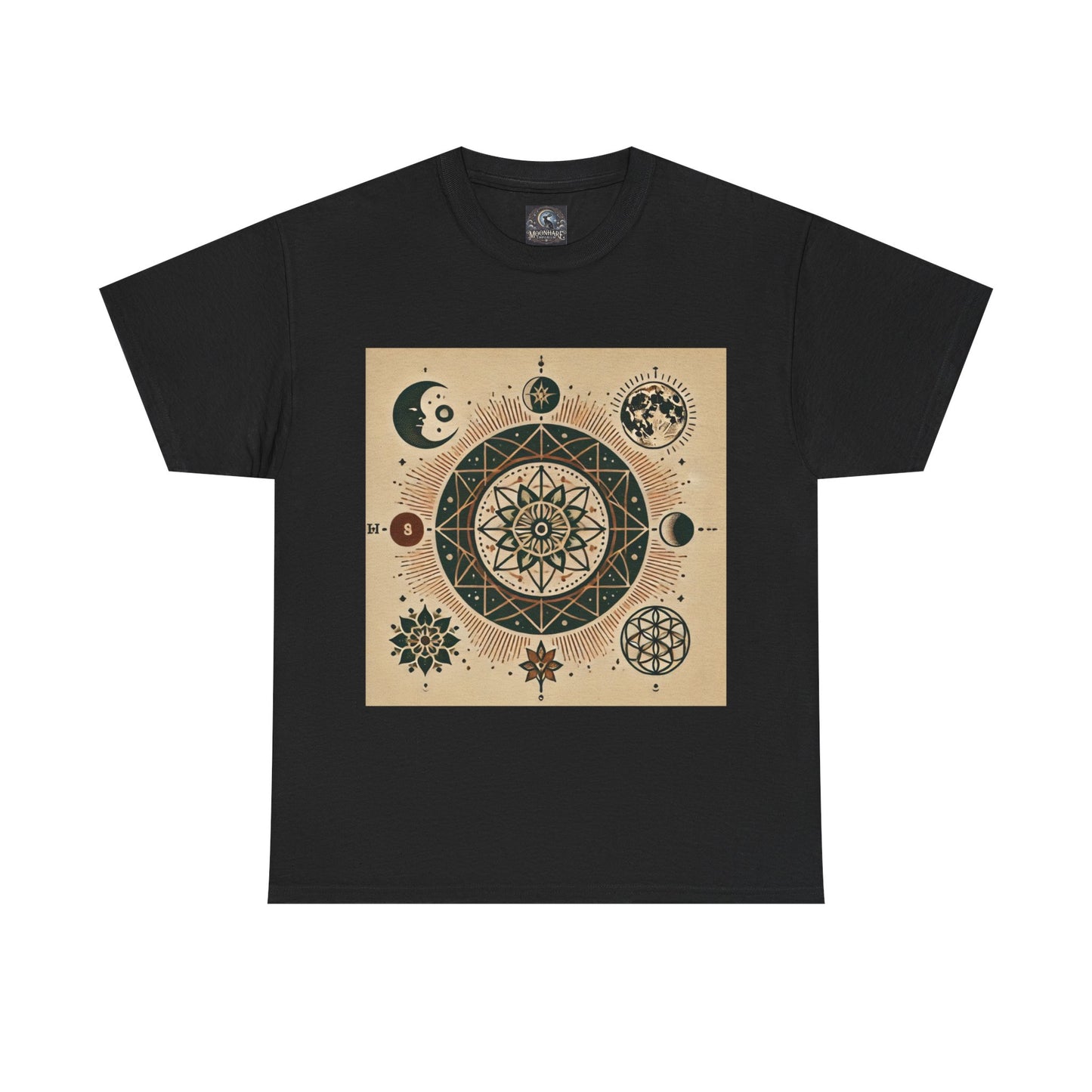 Cosmic Mandala Unisex Heavy Cotton Tee - Spiritual Design for Astrologers & Nature Lovers