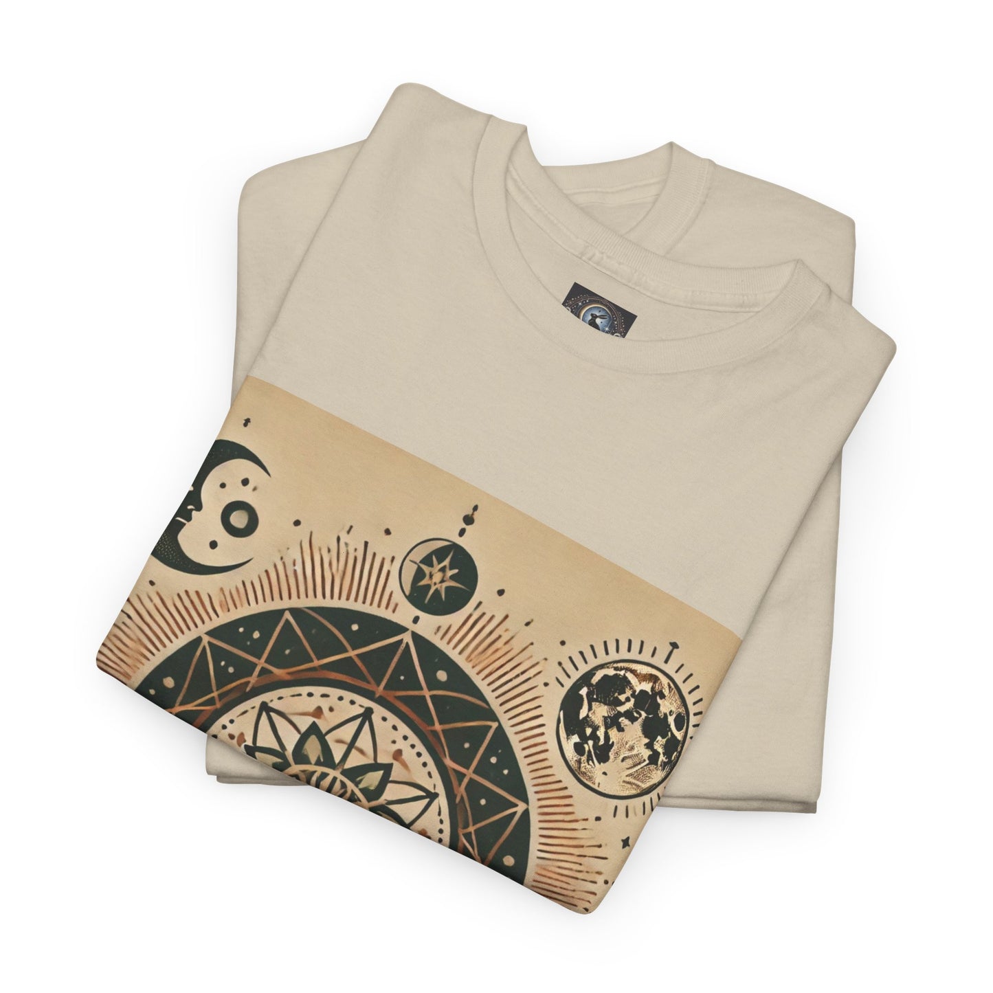 Cosmic Mandala Unisex Heavy Cotton Tee - Spiritual Design for Astrologers & Nature Lovers