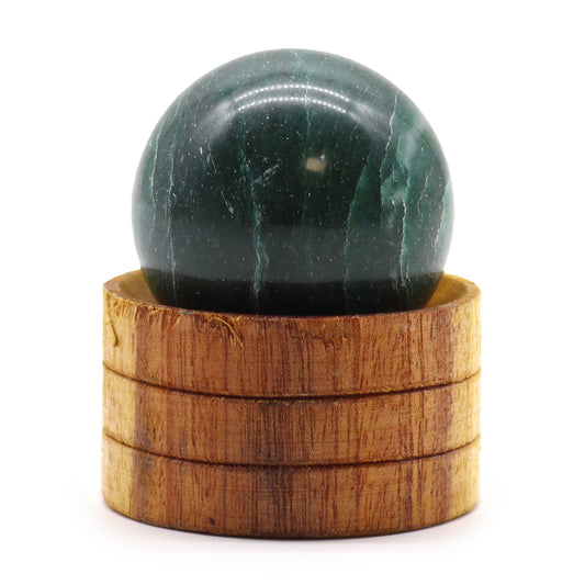 Gemstone Crystal Sphere with stand - Indian Jade