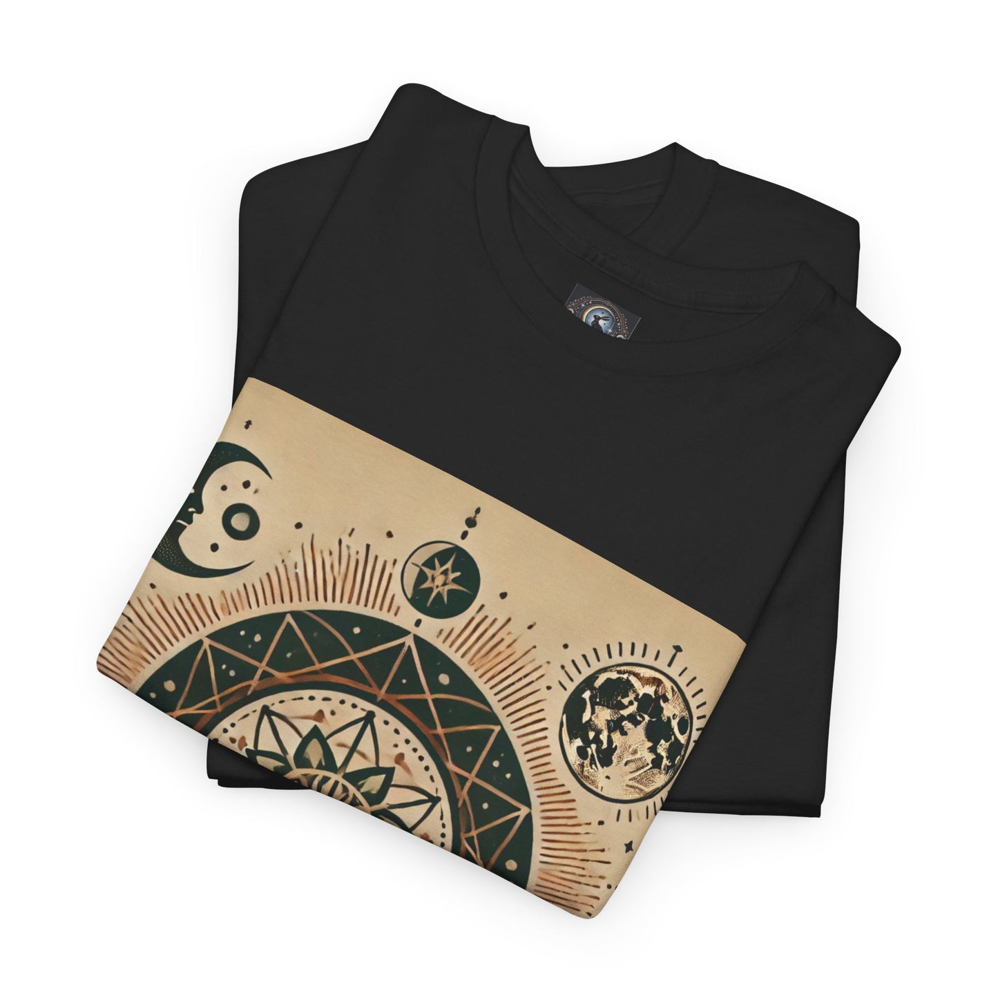 Cosmic Mandala Unisex Heavy Cotton Tee - Spiritual Design for Astrologers & Nature Lovers