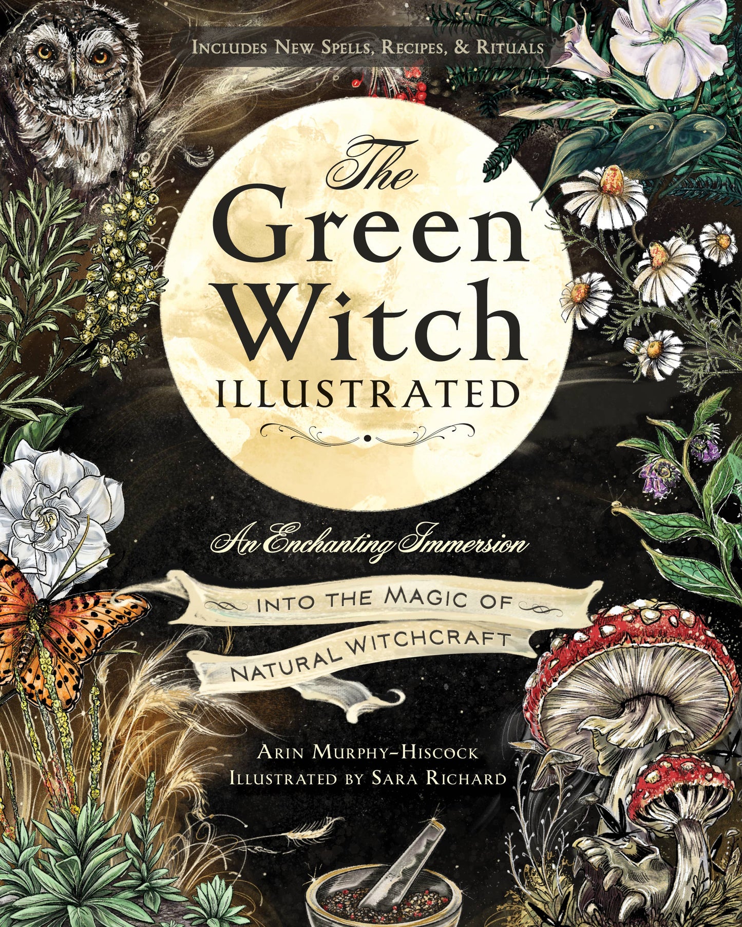 Book cover of 'The Green Witch Illustrated' with nature-themed illustrations and text.