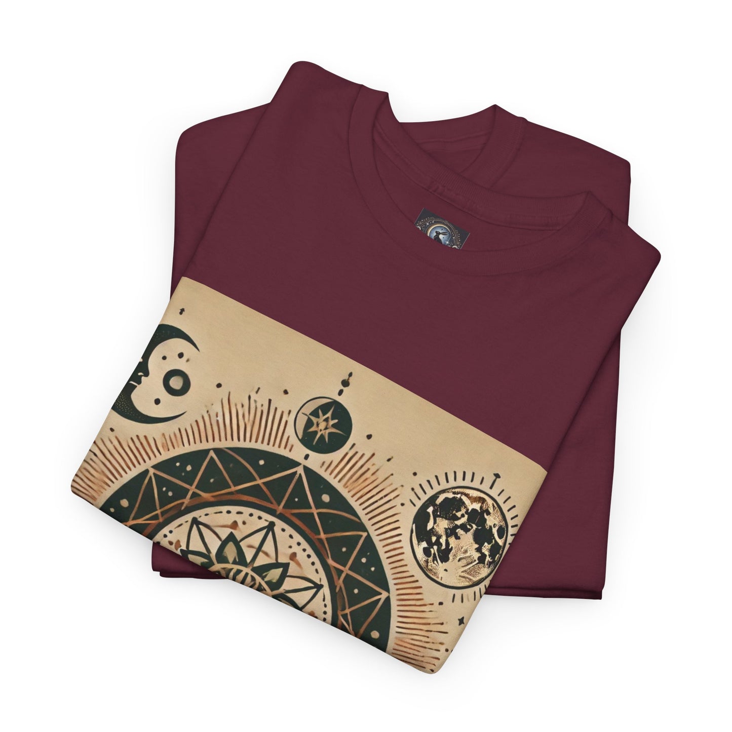 Cosmic Mandala Unisex Heavy Cotton Tee - Spiritual Design for Astrologers & Nature Lovers