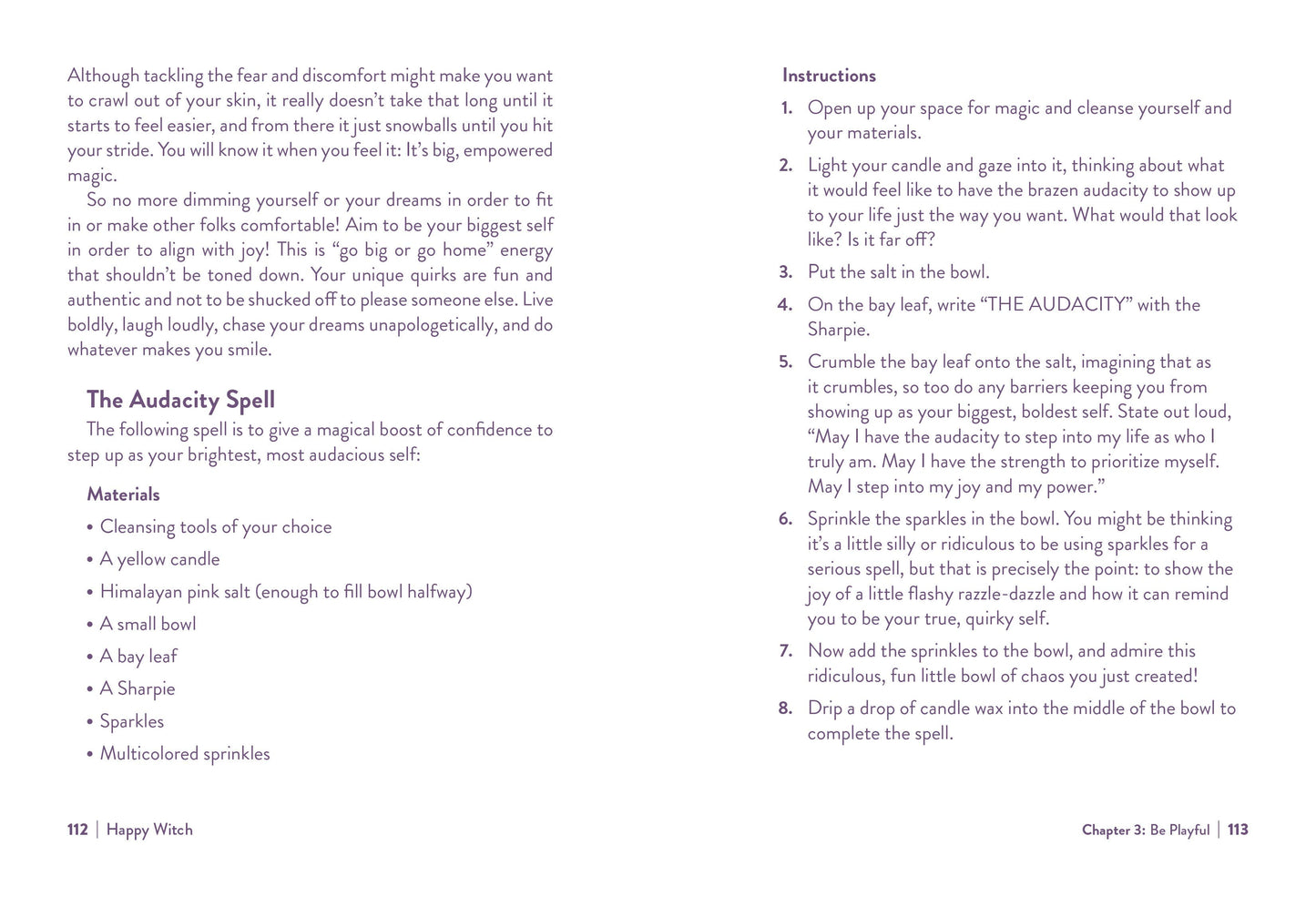 Instructions for an Audacity Spell on a white background