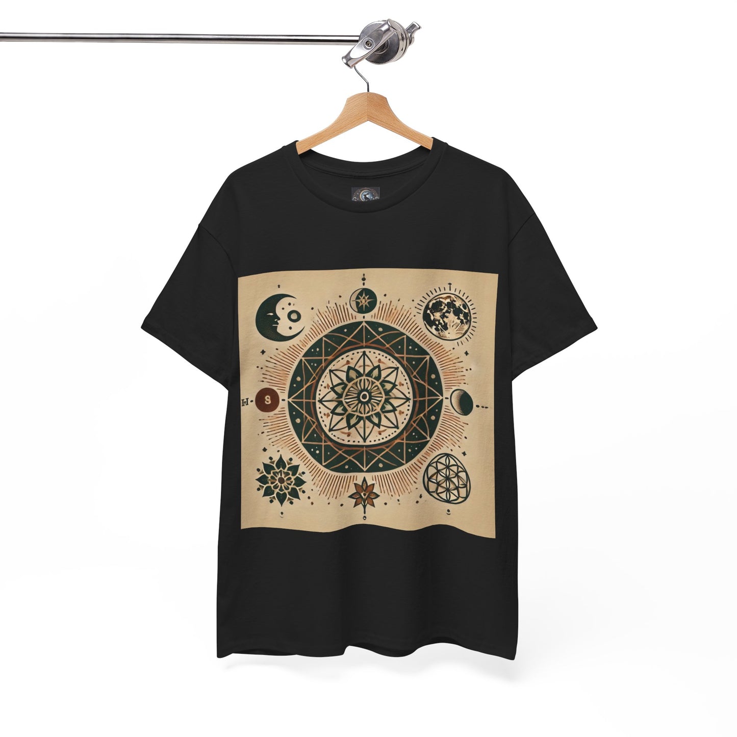 Cosmic Mandala Unisex Heavy Cotton Tee - Spiritual Design for Astrologers & Nature Lovers