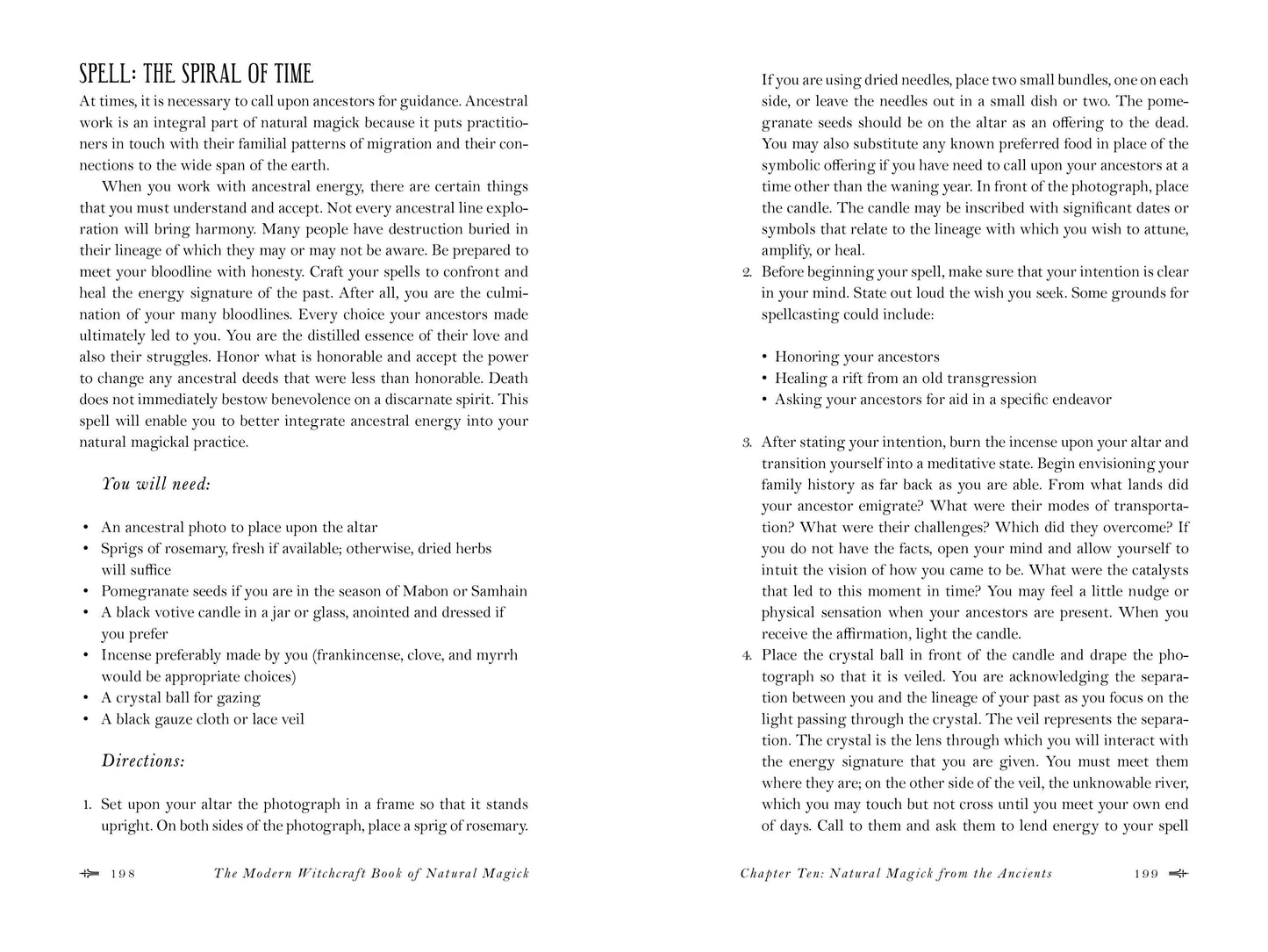 Page from a book titled 'The Modern Witchcraft Book of Natural Magic' with text and illustrations.