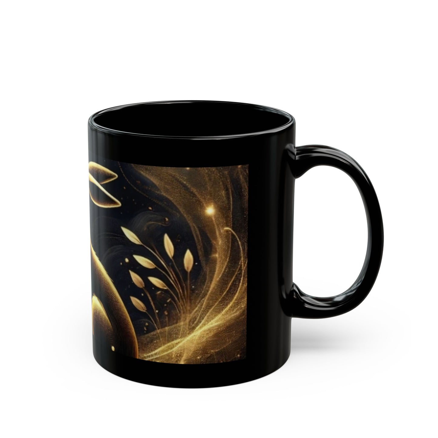 Celestial Bunny Black Coffee Mug - 11oz & 15oz - Perfect Gift for Animal Lovers & Nature Enthusiasts