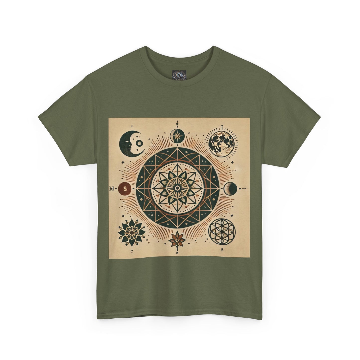 Cosmic Mandala Unisex Heavy Cotton Tee - Spiritual Design for Astrologers & Nature Lovers