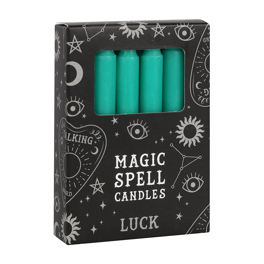Pack of 12 Green 'Luck' Spell Candles