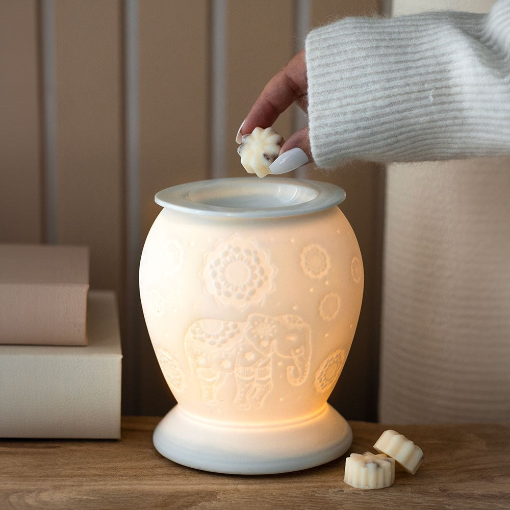 White Ceramic Electric Oil Burner - Elephant
