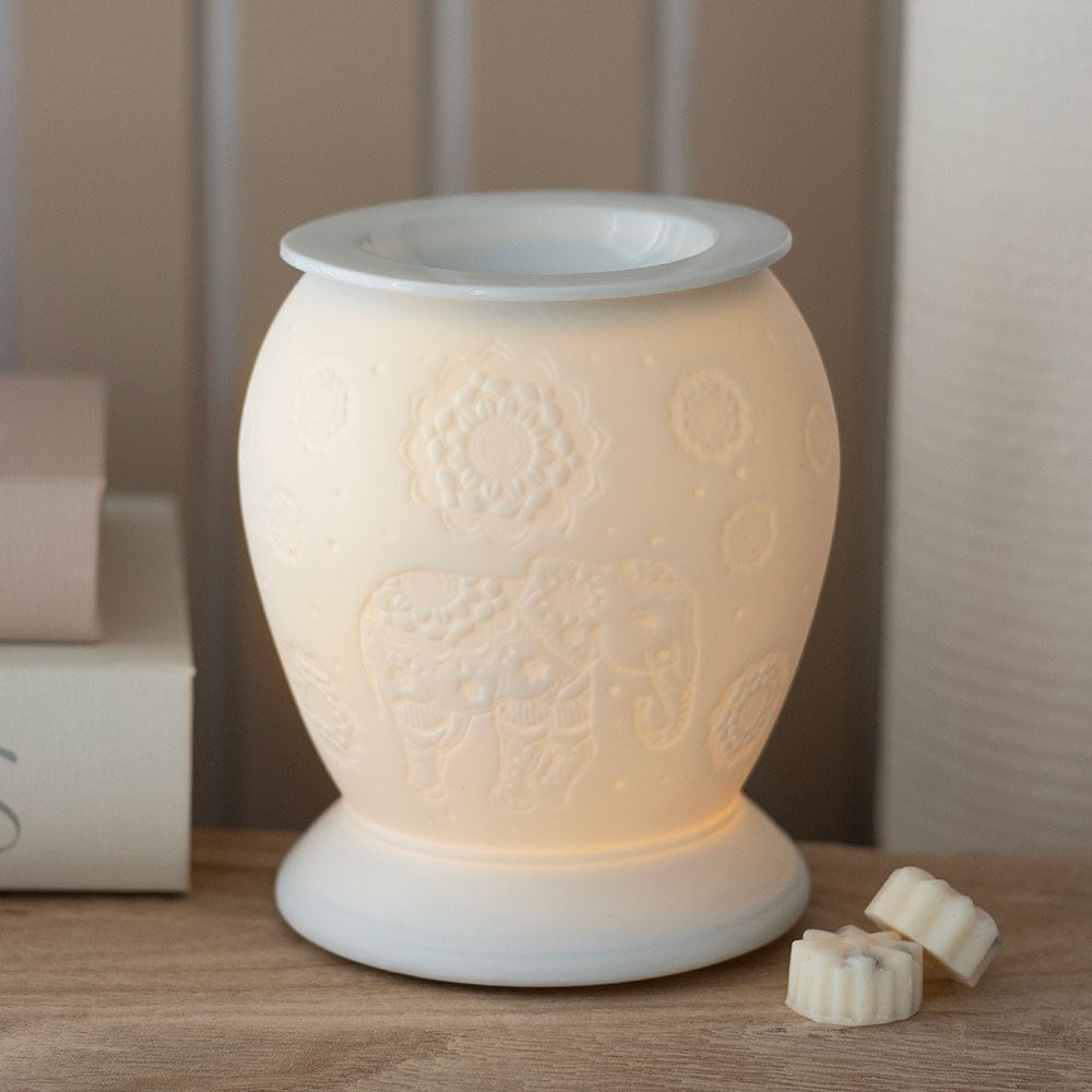 White Ceramic Electric Oil Burner - Elephant