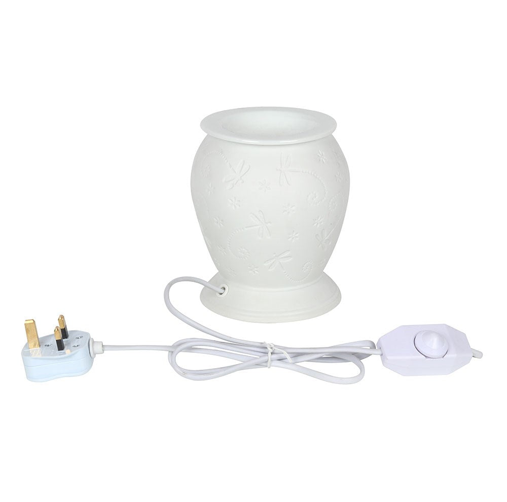 White Ceramic Electric Oil Burner - Dragonfly
