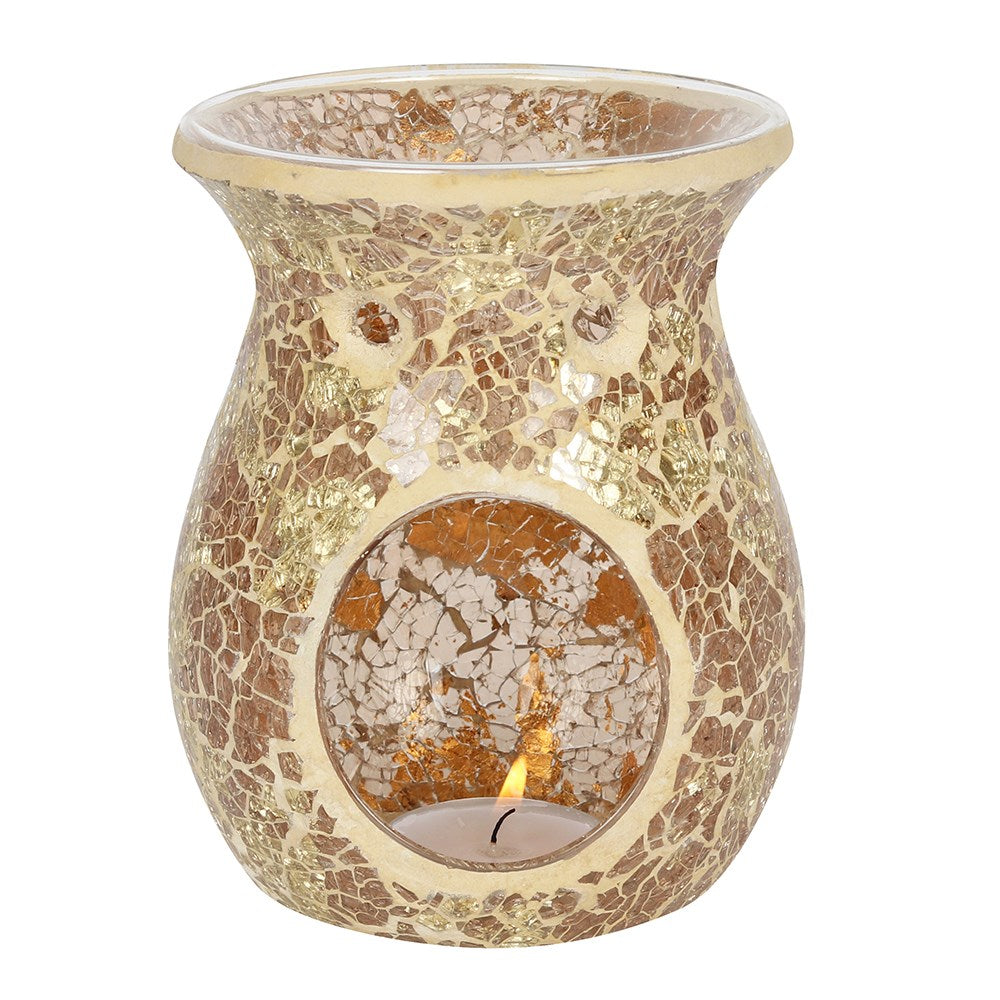 Crackle Glass Oil Burner & Wax Warmer - Gold