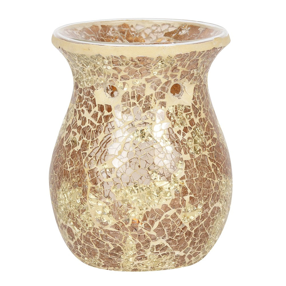 Crackle Glass Oil Burner & Wax Warmer - Gold