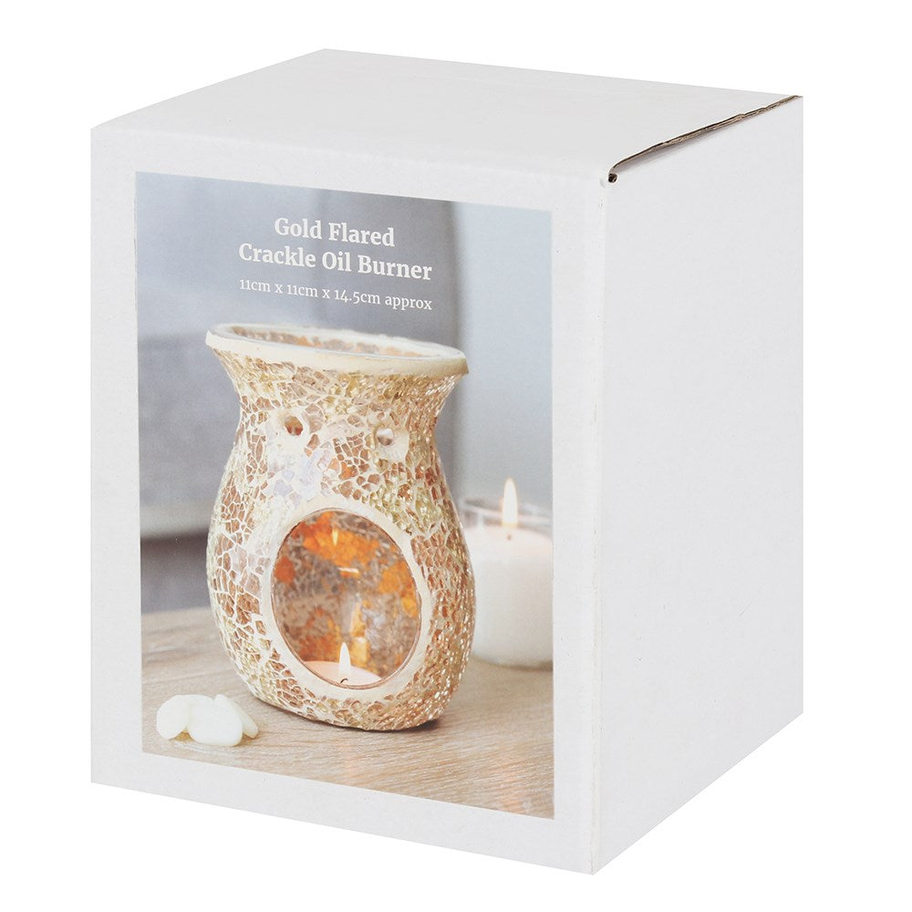 Crackle Glass Oil Burner & Wax Warmer - Gold