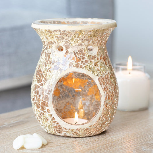 Crackle Glass Oil Burner & Wax Warmer - Gold