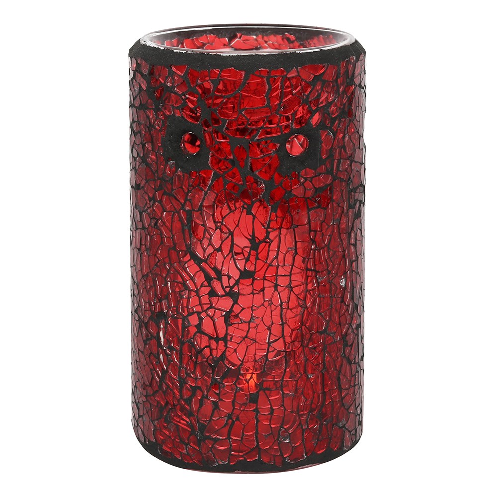 Crackle Glass Oil Burner & Wax Warmer - Red Pillar