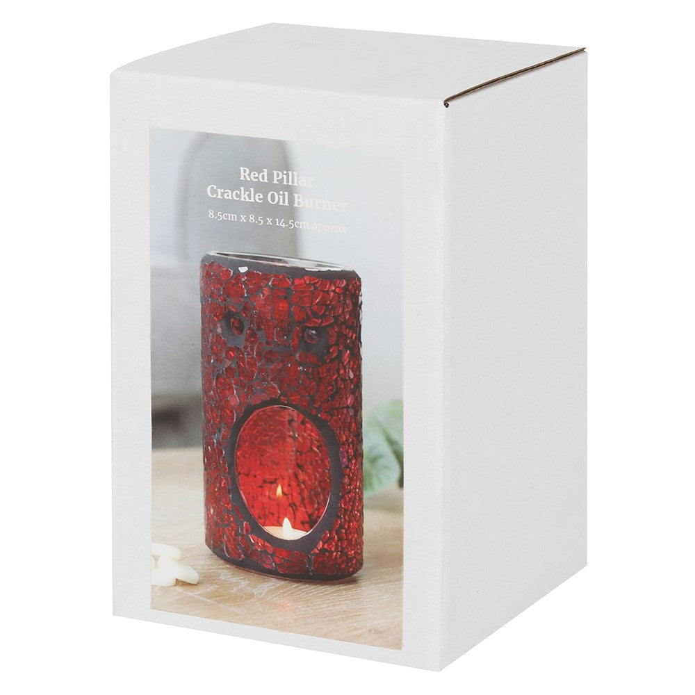 Crackle Glass Oil Burner & Wax Warmer - Red Pillar