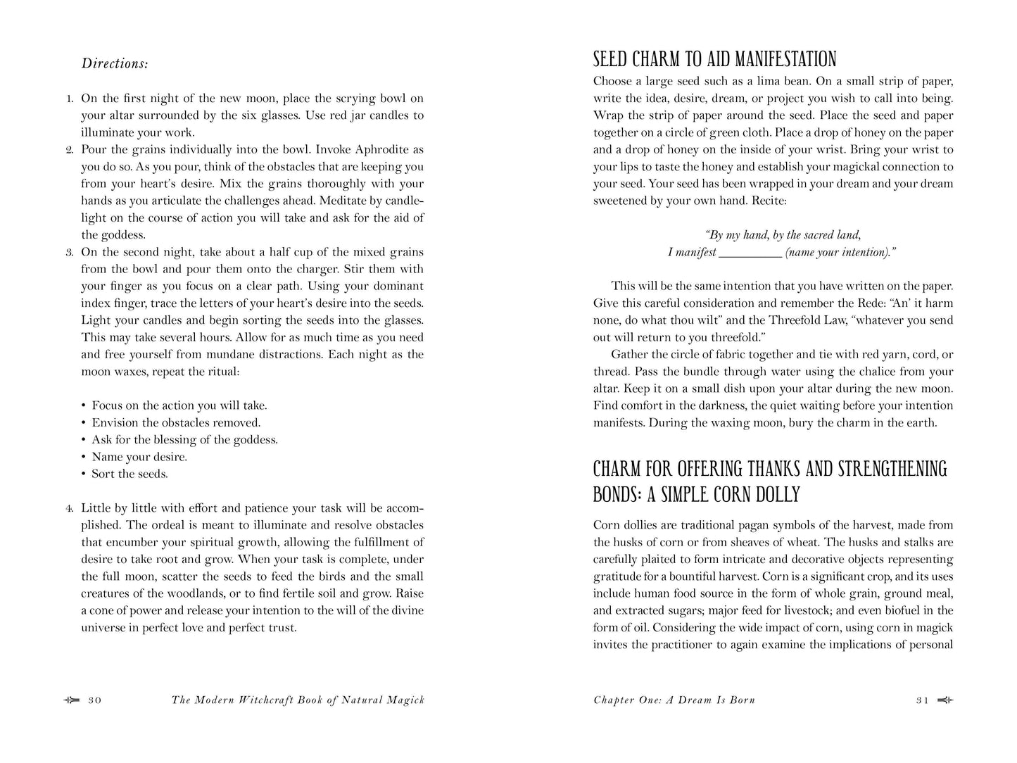 Page from a book titled 'The Modern Witch's Book of Natural Magic' with text and illustrations.