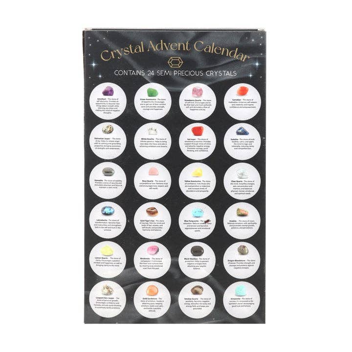 Crystal Advent Calendar with 24 round compartments on a black background
