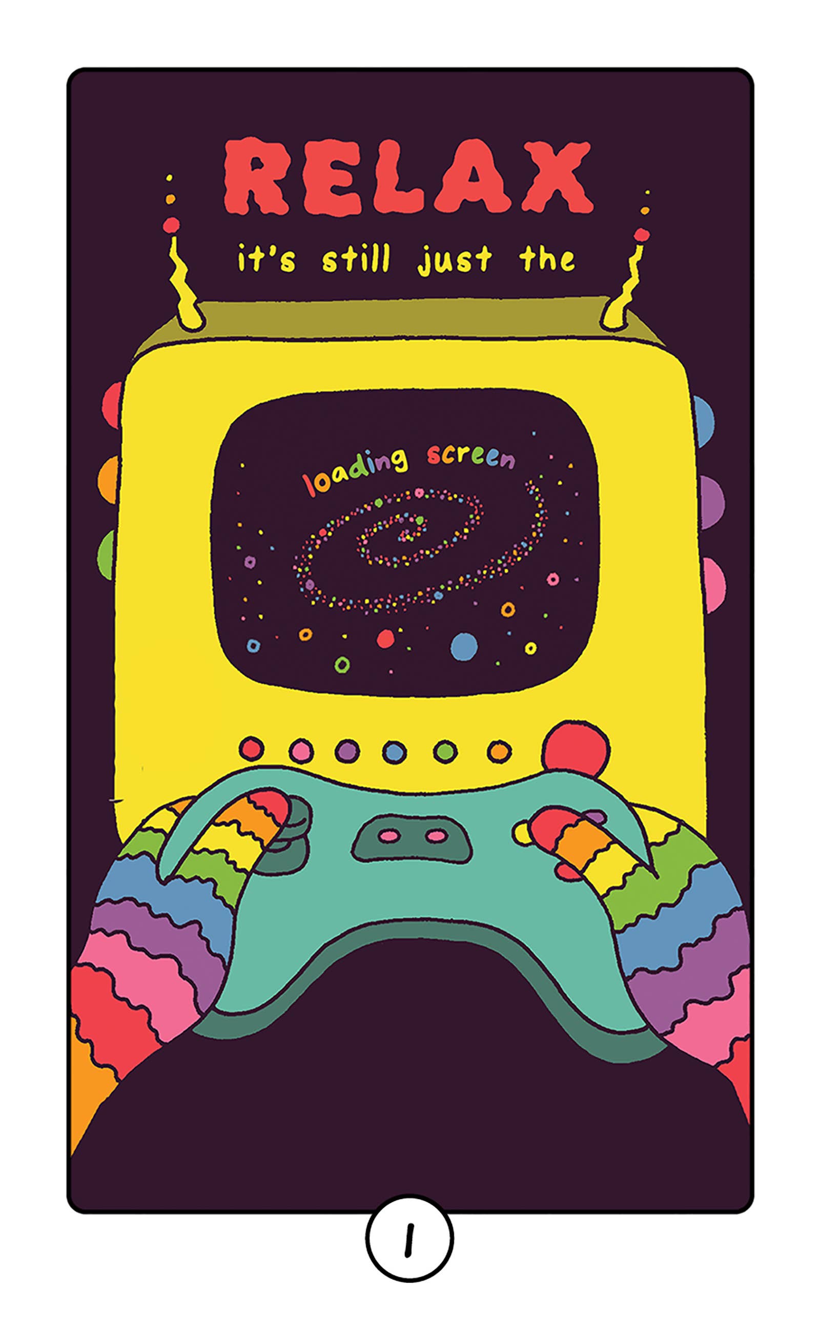 Illustration of a retro computer with 'Relax, it's still just the loading screen' text on a dark background.
