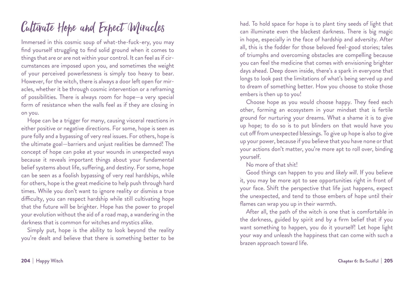 Book page with text on hope and miracles, featuring a white background and black text.