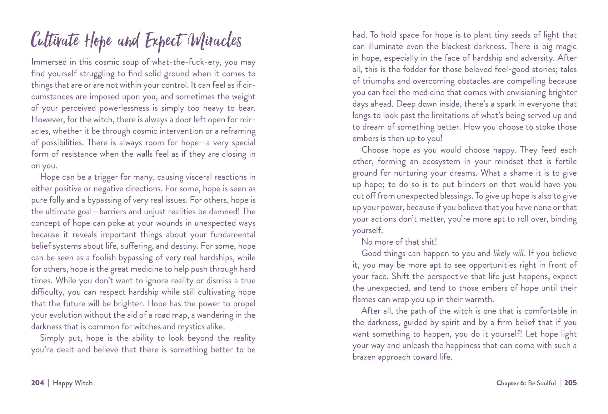Book page with text on hope and miracles, featuring a white background and black text.