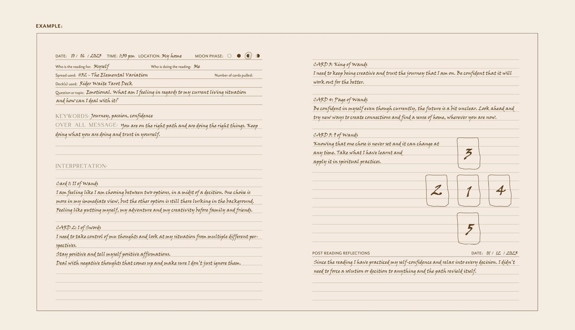 Journal example on a beige background