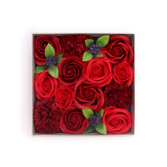 soap flower square gift box-classic red rose