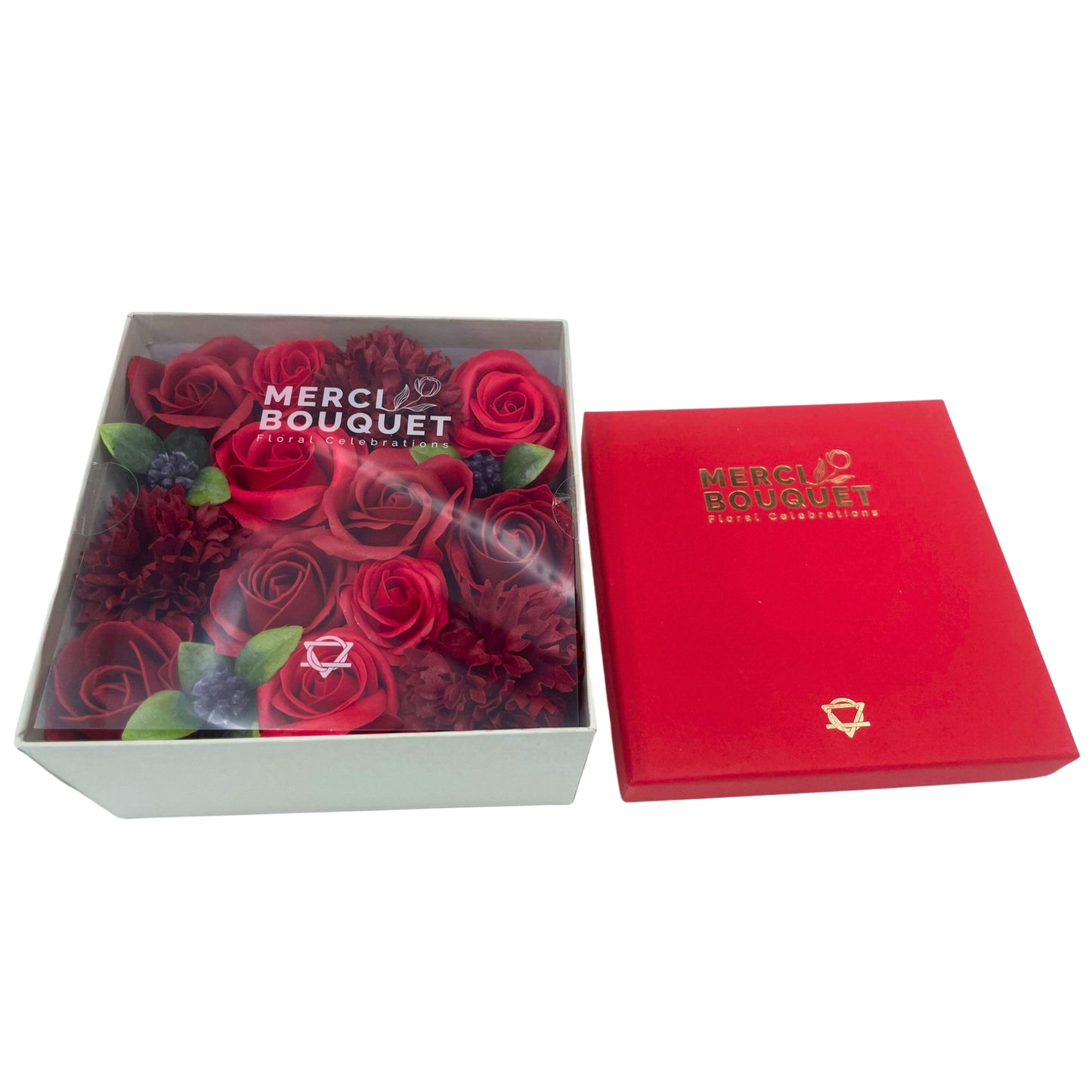 soap flower square gift box-classic red rose