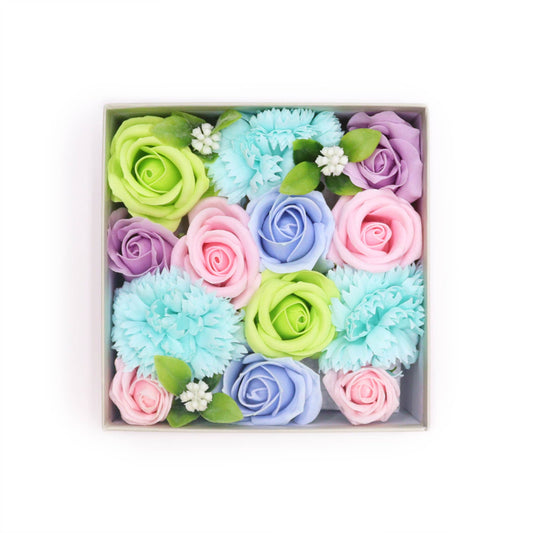 Soap Flower Gift Square Box - Baby Blessings - Blues