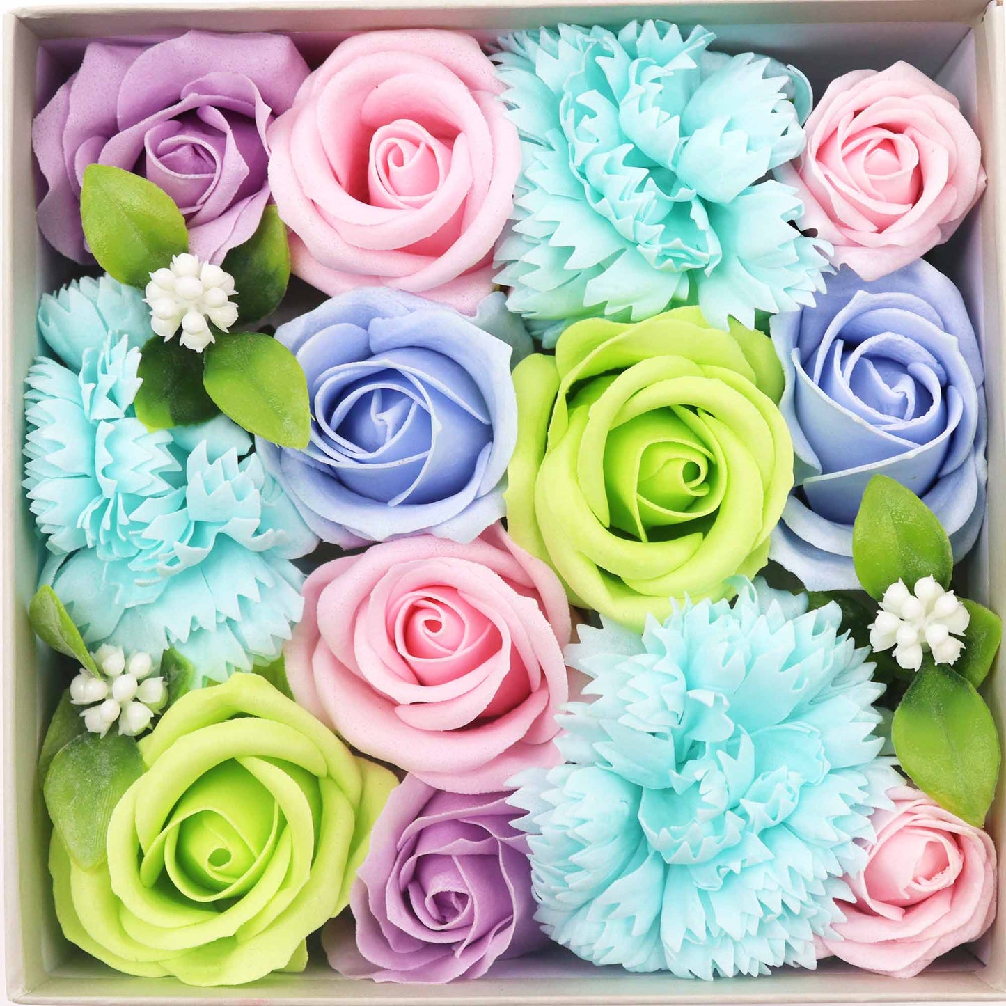 Soap Flower Gift Square Box - Baby Blessings - Blues