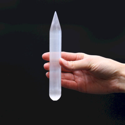 Selenite Wand - Point at one end