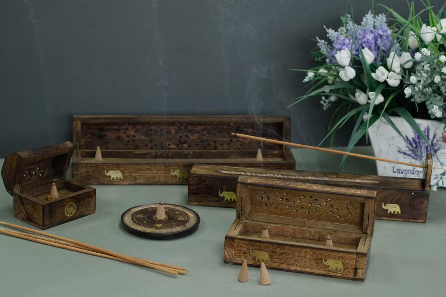 Incense sticks, cones, incense holders & backflow burners