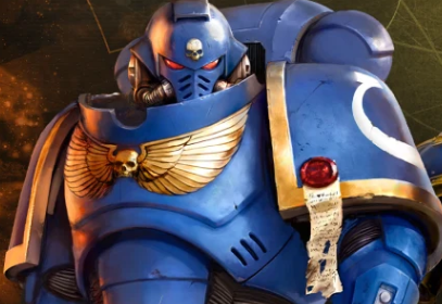 Warhammer's space marine in blue and gold