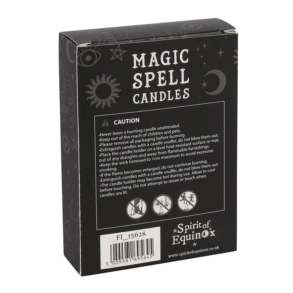 Box of Magic Spell Candles with 'Spirit of Equinox' branding on a white background