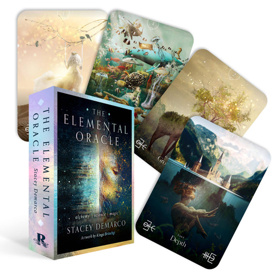 The Elemental Oracle book and cards on a white background