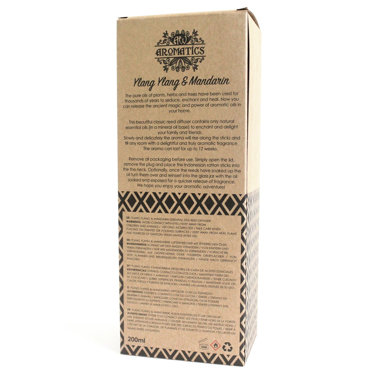 Essential Oil Reed Diffuser - 200ml Ylang Ylang & Mandarin