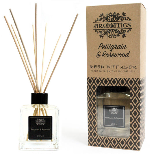 Essential Oil Reed Diffuser - 200ml Petitgrain & Rosewood