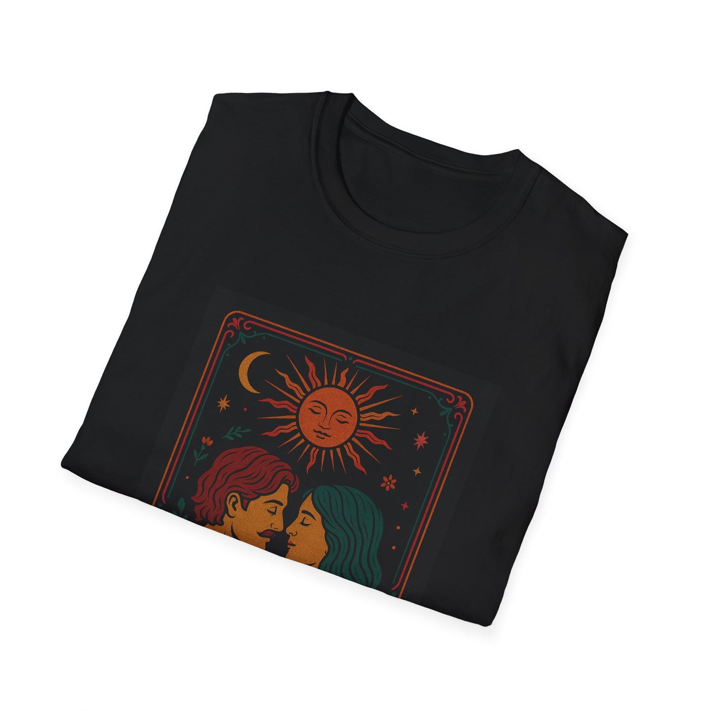 The Lovers Tarot Unisex Softstyle T-Shirt - Romantic Gift for Couples