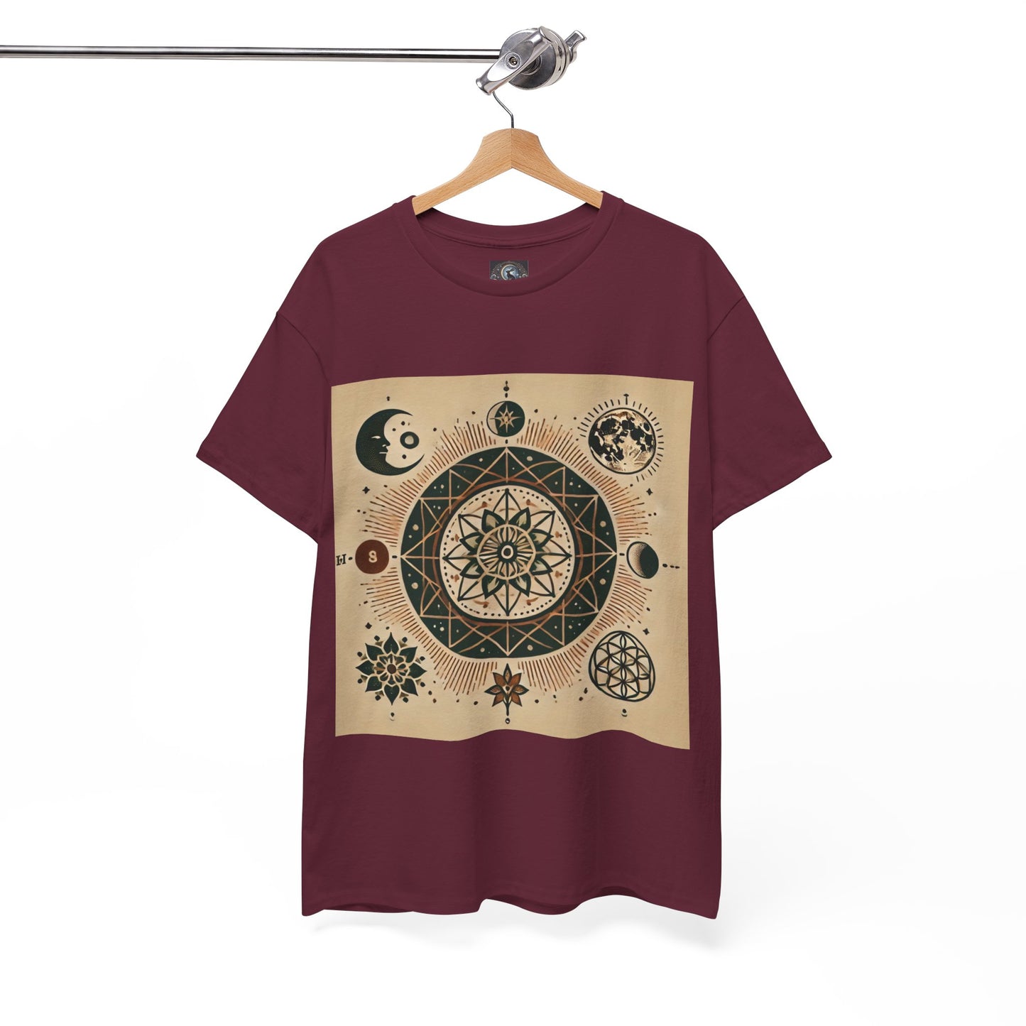 Cosmic Mandala Unisex Heavy Cotton Tee - Spiritual Design for Astrologers & Nature Lovers