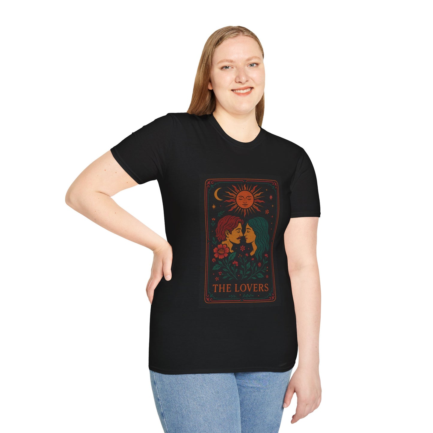 The Lovers Tarot Unisex Softstyle T-Shirt - Romantic Gift for Couples