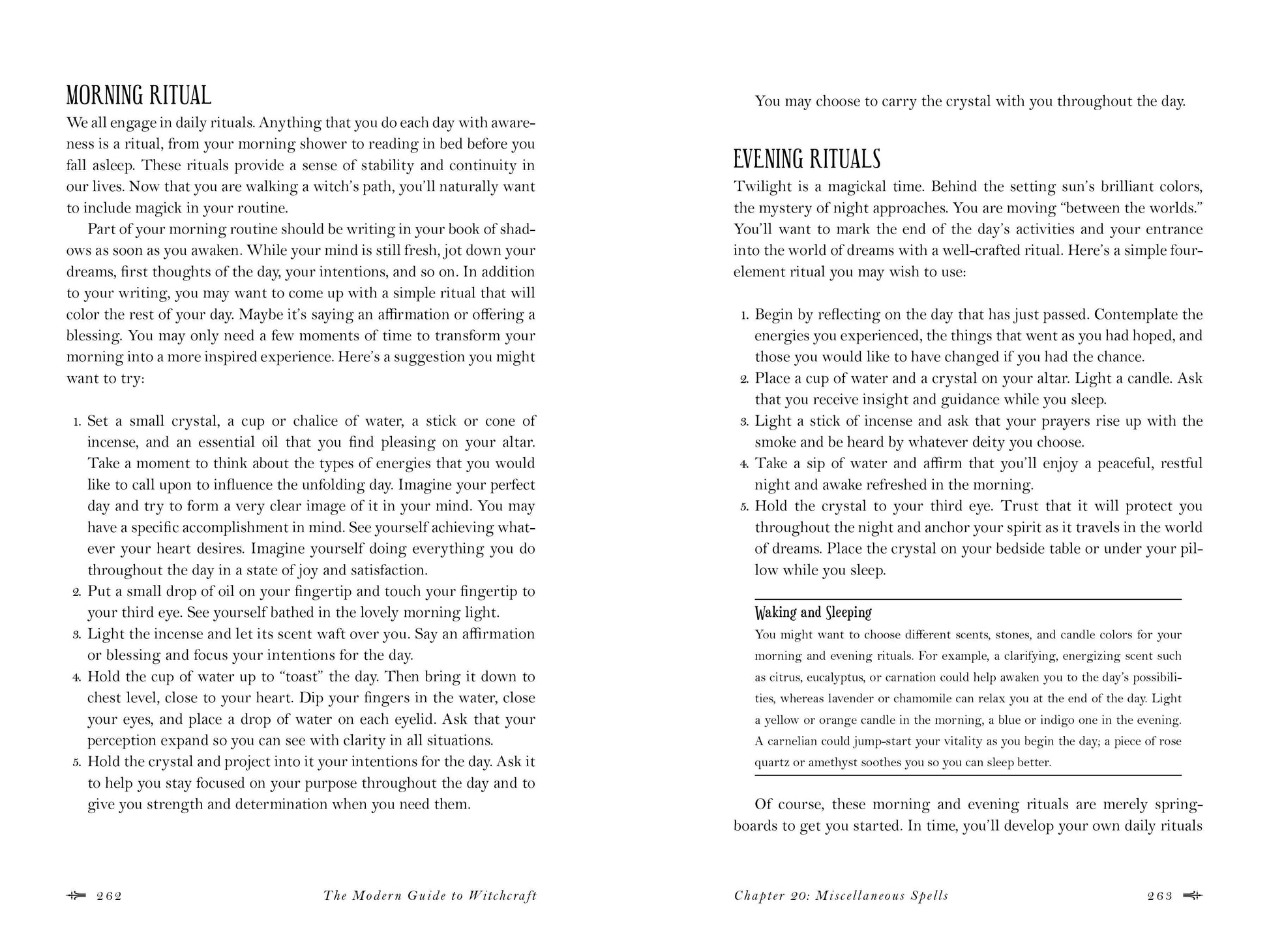 Text page from a book titled 'The Modern Guide to Witchcraft' with rituals and spells.