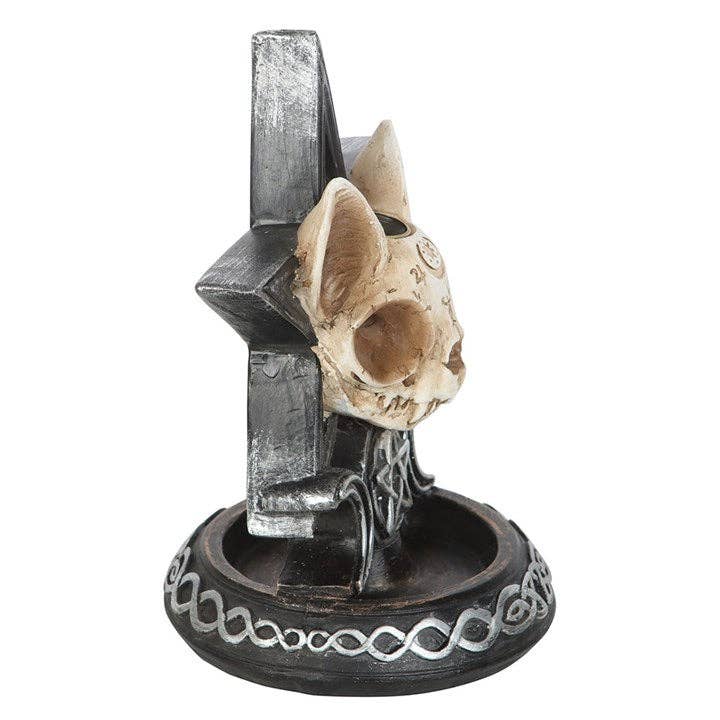 Gothic Cat Skull Backflow Incense Burner