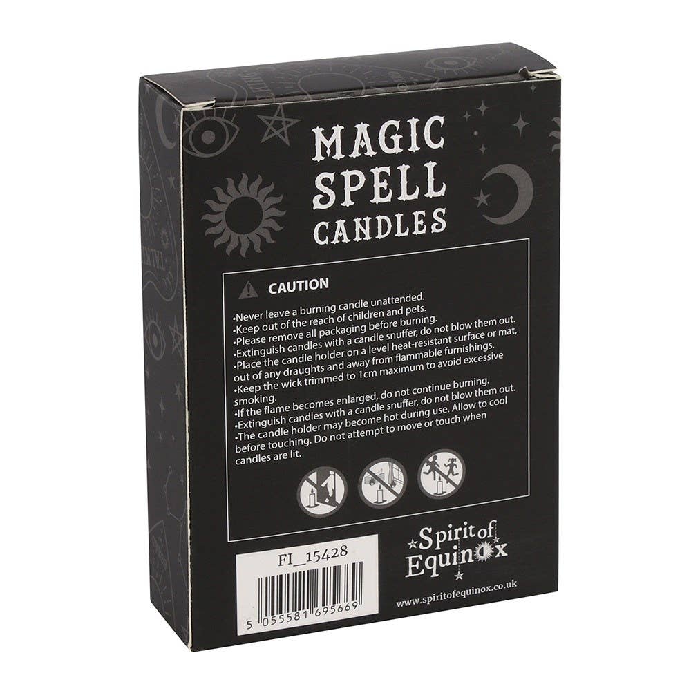 Box of Magic Spell Candles with 'Spirit of Equinox' branding on a white background